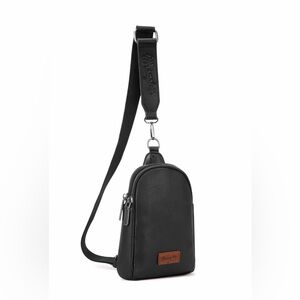 Wrangler Cross Body Sling Bag Black Leather